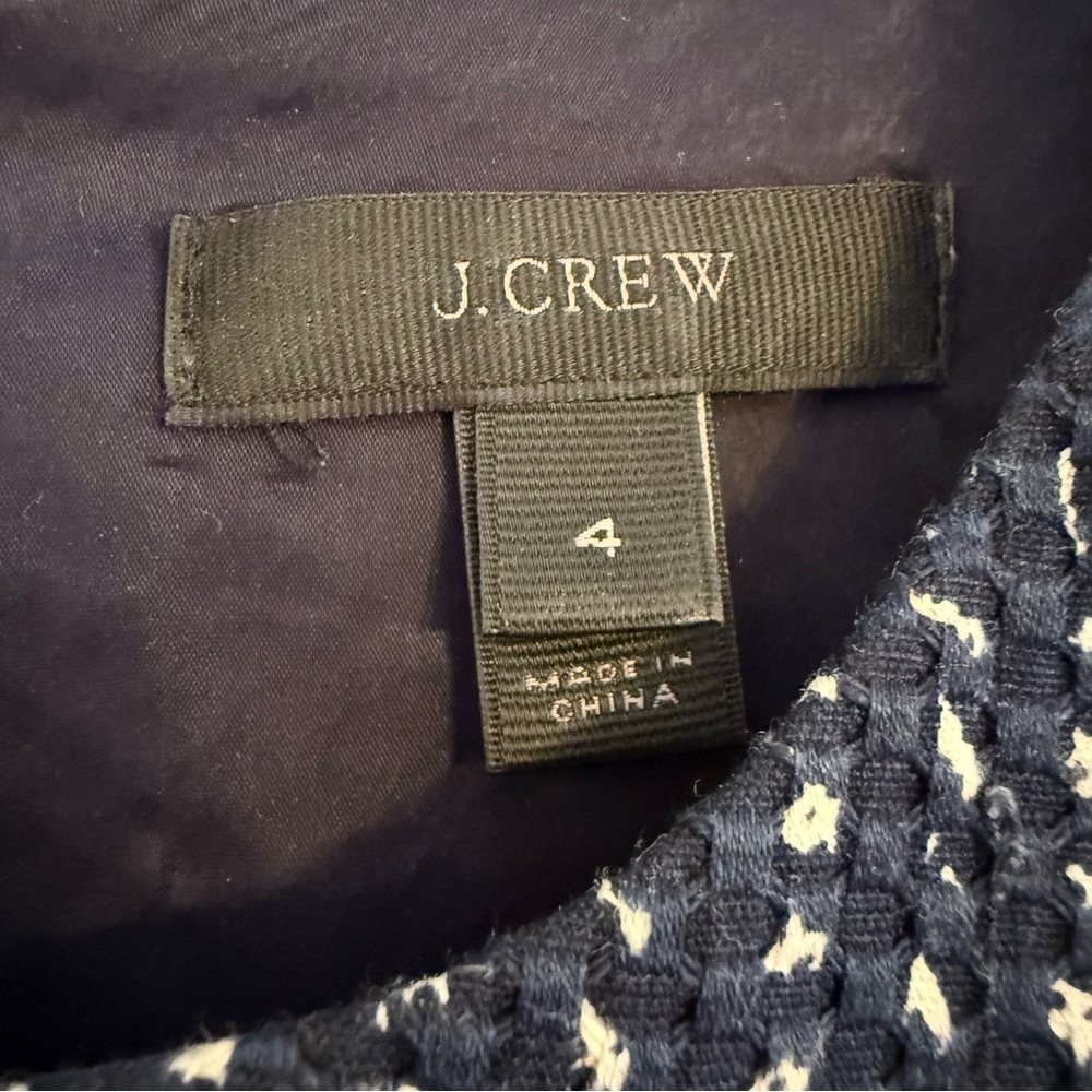 J.Crew Tweed Sheath Dress Womens 4 Navy White Cotton Sleeveless Work Career - Picture 3 of 12